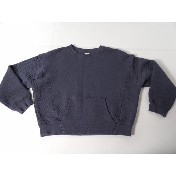 All In Motion Sweatshirt Womens Small Blue Quilted Crew Neck Front Pocket - Picture 4 of 11